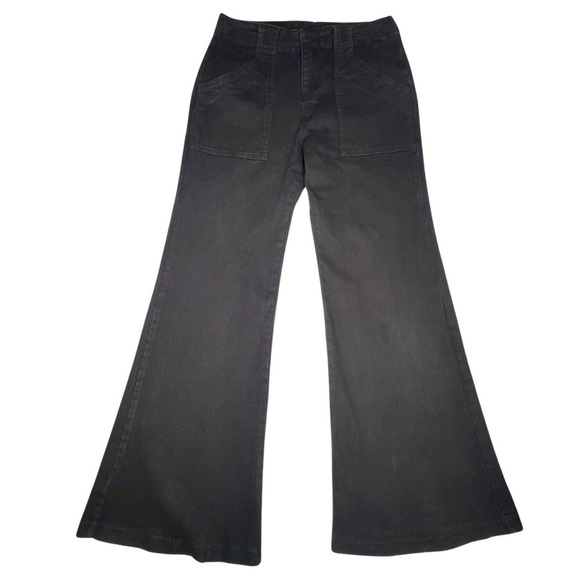 Umgee Flare Jeans Mid Rise Patch Pocket Trouser Denim Pants Black Medium M A0363 - Picture 4 of 15